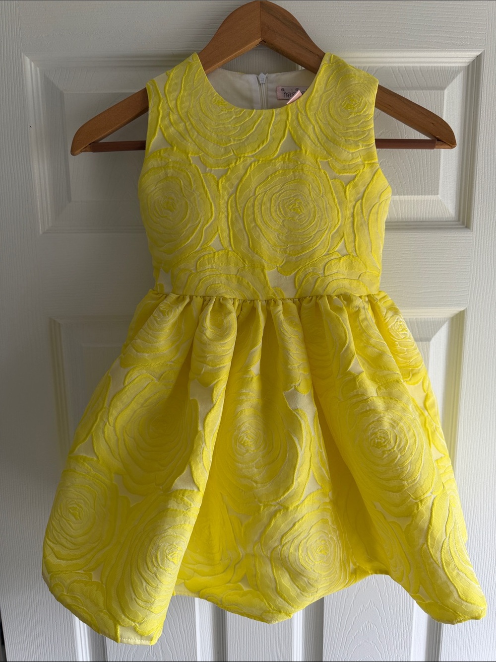 Halabaloo Yellow Floral Textured Party Dress